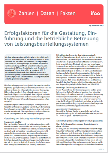 Cover ifaa-Factsheet Erfolgsfaktoren der Leistungsbeurteilung