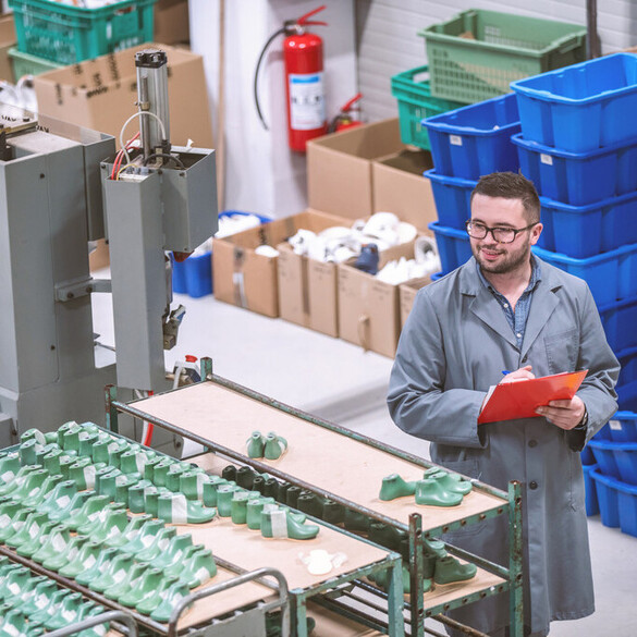 manager at a leather shoe manufacturing factory