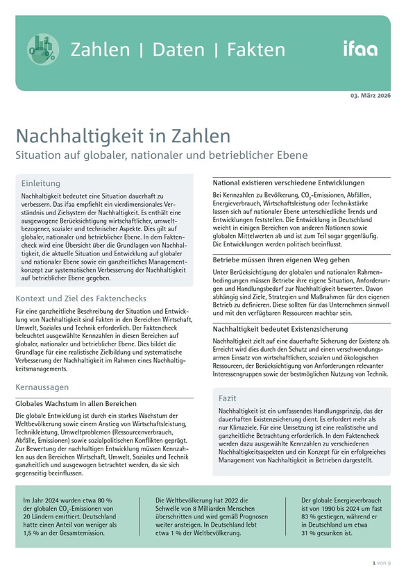 ifaa Zahlen Daten Fakten Nachhaltigkeit Cover