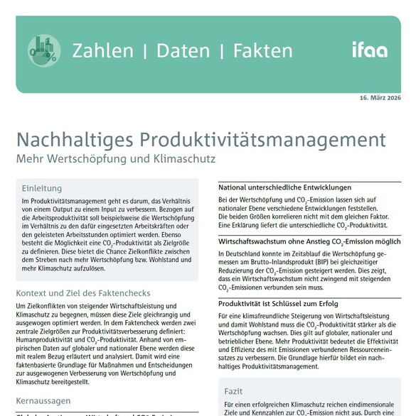 ifaa Zahlen Daten Fakten Nachhaltiges Produktivitätsmanagement