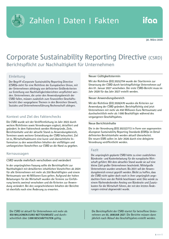 ifaa Faktenblatt CSRD Cover
