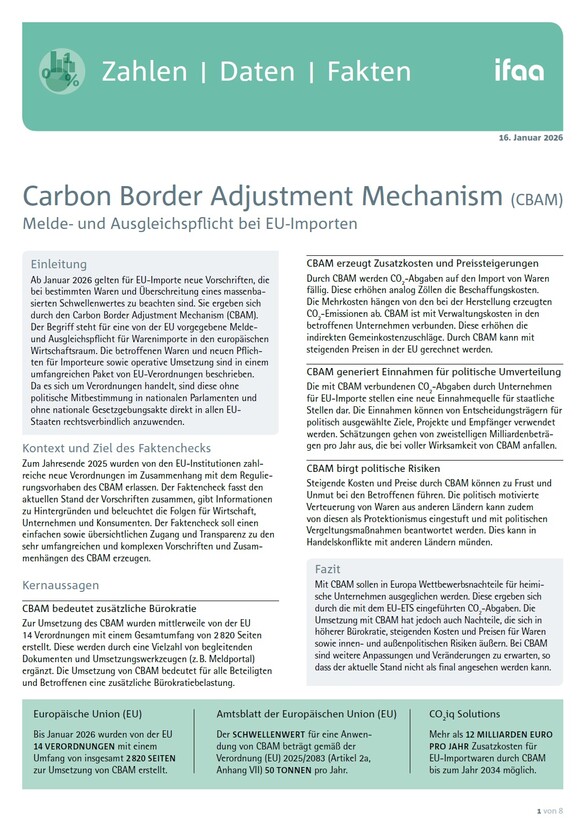 ifaa Zahlen Daten Fakten CBAM Cover