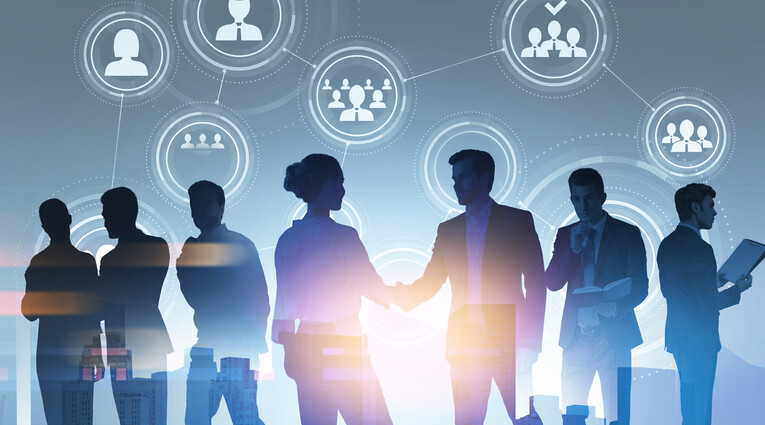 Colleagues working together to find new employees for the international project. Social media icon huds and recruitment process. Colleagues working together to find new employees for the international project. Social media icon huds and recruitment process.